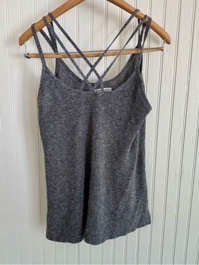 American Eagle Gray Knit Strappy Tank Top Size M